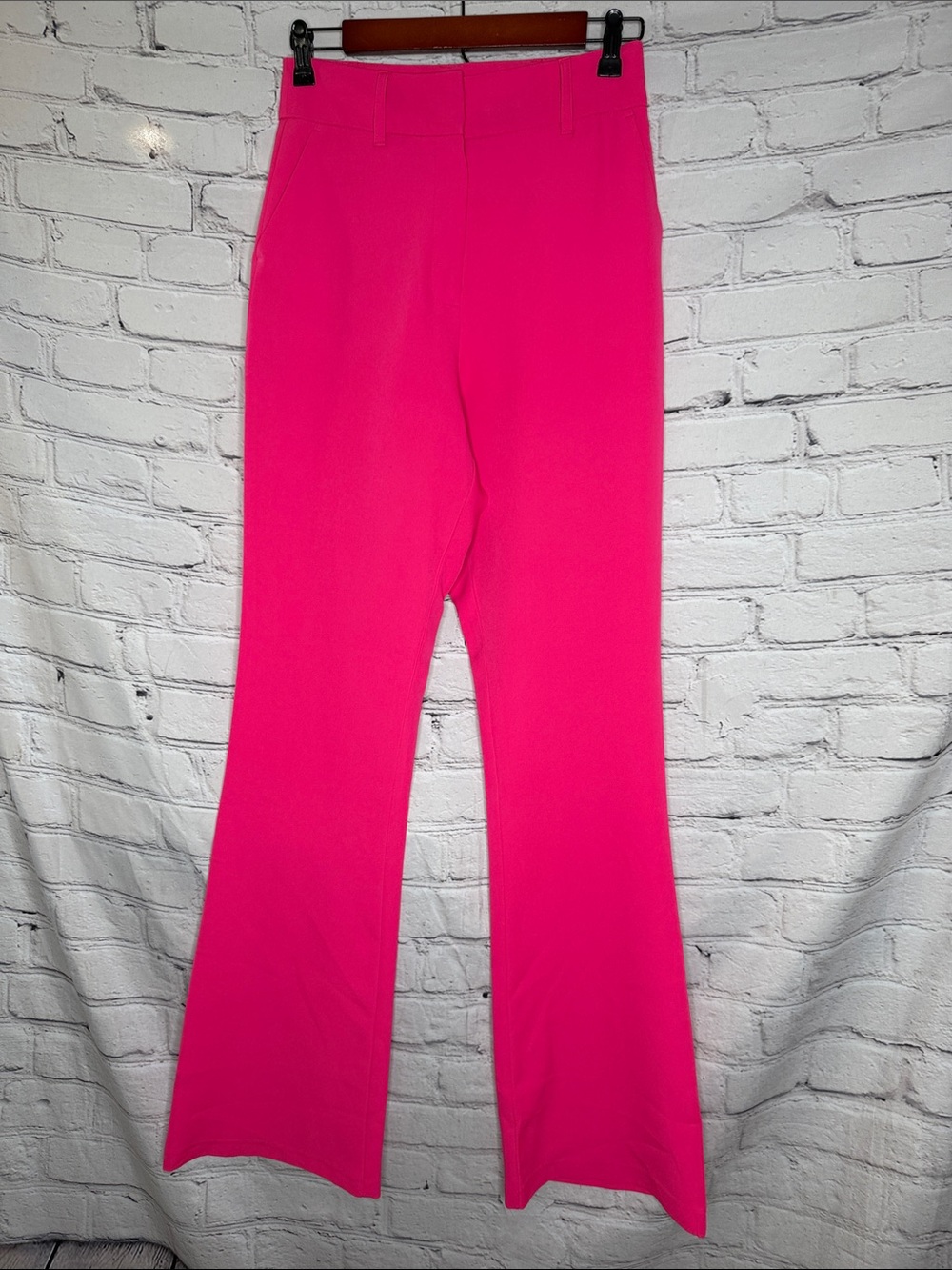 ASOS High-Waisted Bright Hot Pink Flared Pants Size 4 Excellent Condition